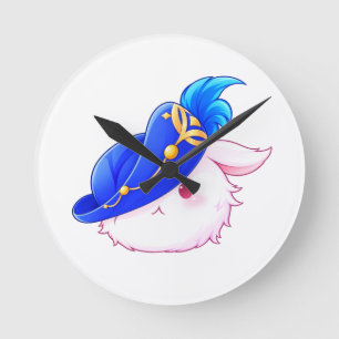 Knuffel Konijn Sticker met Blauwe Tovenaar Ronde Klok