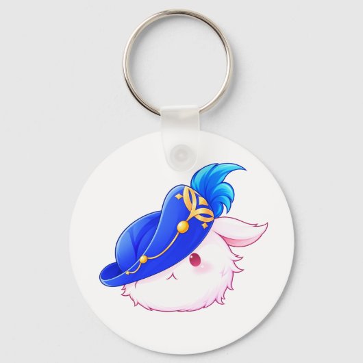 Knuffel Konijn Sticker met Blauwe Tovenaar Sleutelhanger (Voorkant)