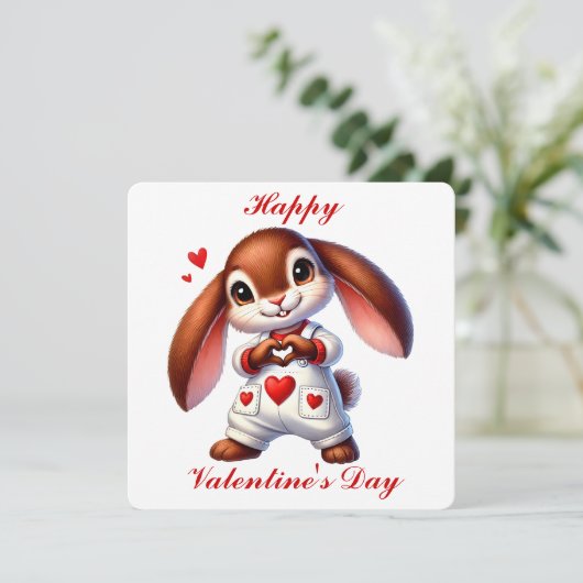 Knuffel Konijn - Valentijnsdag Kaart (Staand voorkant)