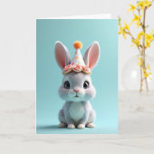 Knuffel Konijn Verjaardagskaart Kaart (Gele Bloem)