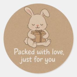 Knuffel Konijn Verpakt met Liefde Sticker