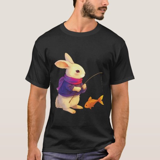 Knuffel Konijn Visser T-shirt (Voorkant)
