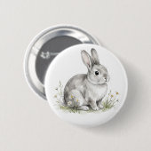 Knuffel Konijn Waterverf Bosdier Knop Ronde Button 5,7 Cm (Voorkant /achterkant)