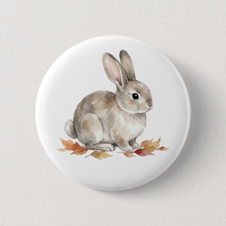Knuffel Konijn Waterverf Bosdier Knop Ronde Button 5,7 Cm