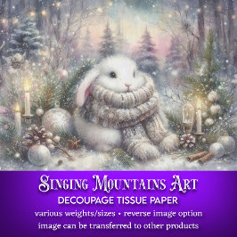 Knuffel Konijn Winter Wonderland Decoupage Tissuepapier