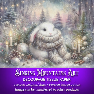 Knuffel Konijn Winter Wonderland Decoupage Tissuepapier