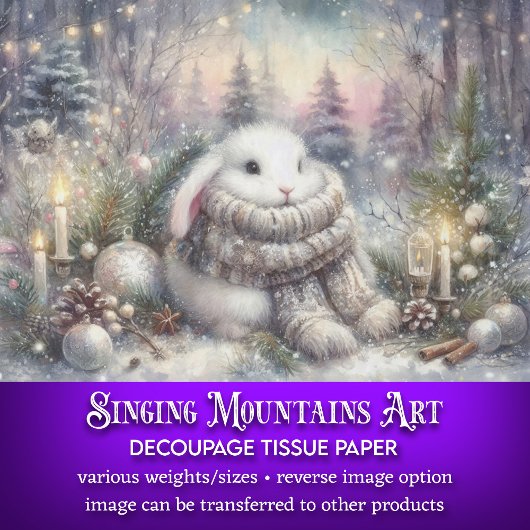 Knuffel Konijn Winter Wonderland Decoupage Tissuepapier