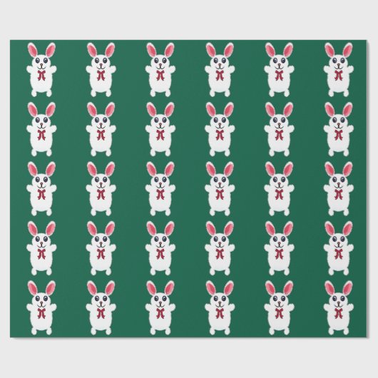 Knuffel Konijn Wit met Rode Strik - Chri Cadeaupapier (Vlak)