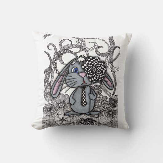 Knuffel Konijn Zen Doodle Worp Kussen (Voorkant)