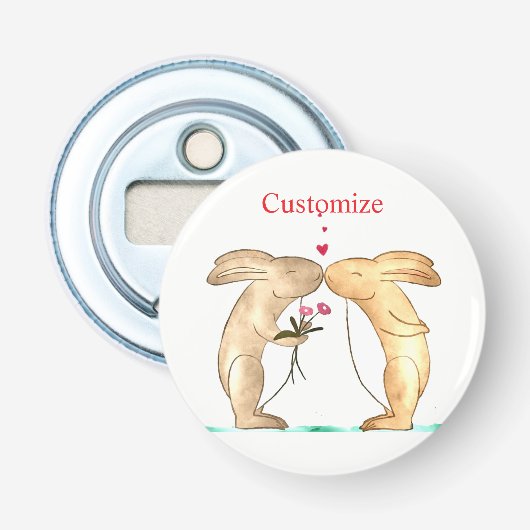 Knuffel Konijnenpaar Thunder_Cove Button Flesopener (Voorkant)