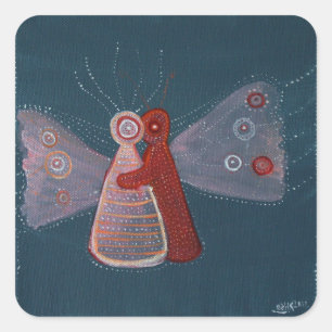 Knuffel Kunst Schilderen Vierkante Stickers, Glanz Vierkante Sticker