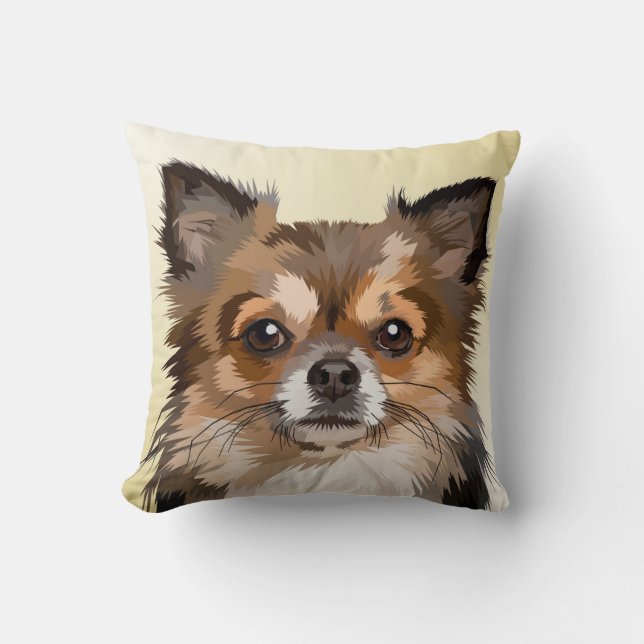 Knuffel Kussen Bruine Pomeranian Hond (Voorkant)