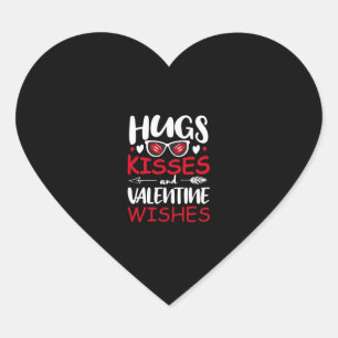 Knuffel kussen en valentijn wensen hart sticker