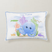 Knuffel kussen met blauwe octopus (Voorkant)