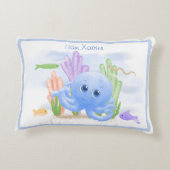 Knuffel kussen met blauwe octopus (Achterkant)