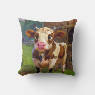 Knuffel Kussen met een leuke koe uit de schuur