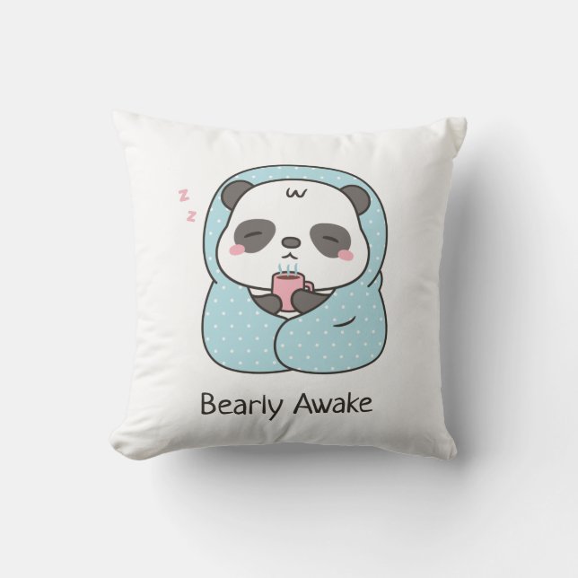 Knuffel kussen met slapende panda in een deken (Voorkant)