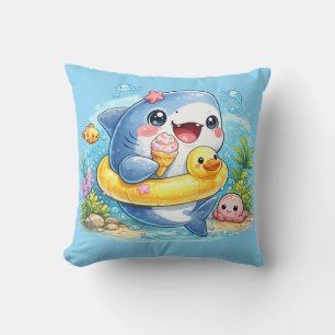 Knuffel kussen van een grote witte haai