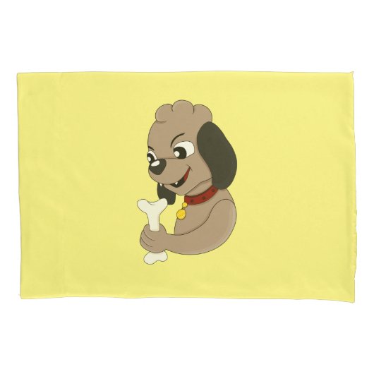 Knuffel kussenhoes met cartoon hondje (Voorkant)