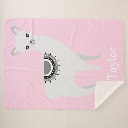 "Knuffel lama dromen" gepersonaliseerde sherpa dek Sherpa Deken (Voorkant (horizontaal))