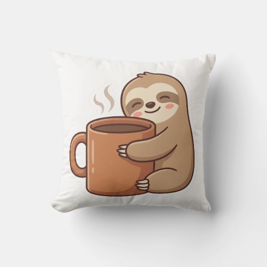 Knuffel Luiaard Koffie Worp Kussen (Voorkant)