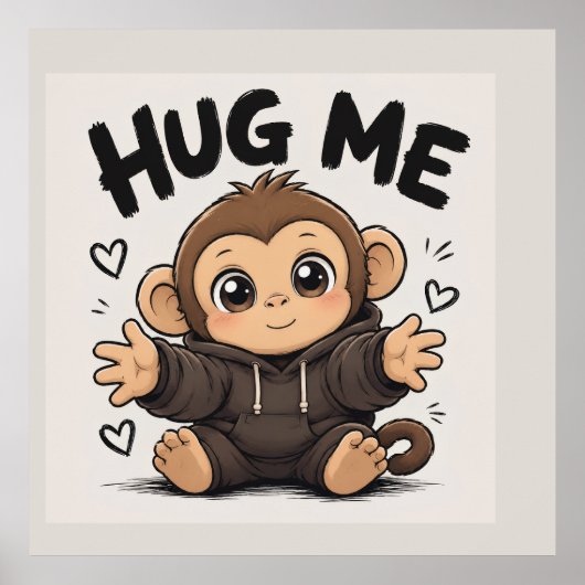 Knuffel Me Aap Poster (Voorkant)