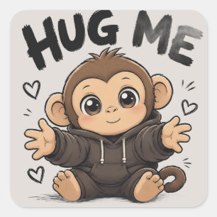 Knuffel Me Aap Vierkante Sticker