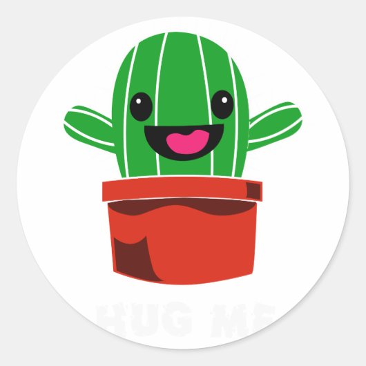 Knuffel me - Cactus Ronde Sticker (Voorkant)
