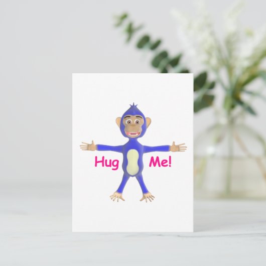 Knuffel me Chimp Briefkaart (Staand voorkant)