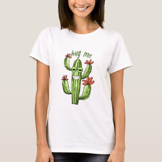 Knuffel me grappige cactus t-shirt (Voorkant)