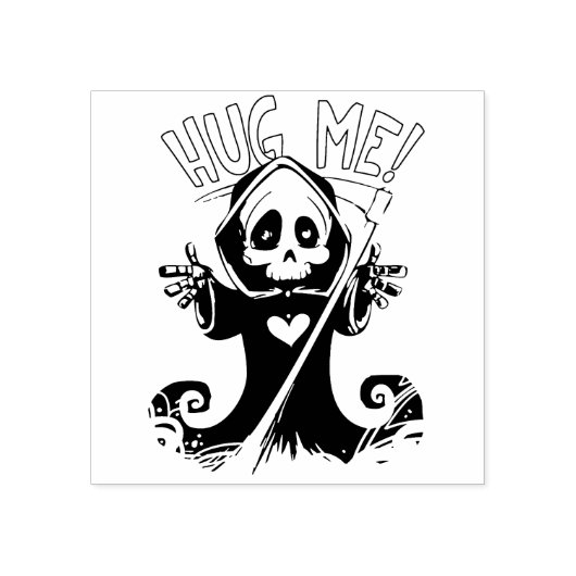 Knuffel me Grim Reaper - Halloween Rubberstempel (Afrduk)