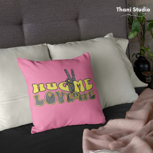 Knuffel me hou van me vredes teken  retro Valentij Kussen
