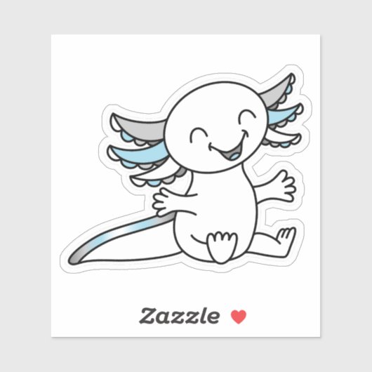 Knuffel me! Schattigee Axolotl in Demiboy Pride kl Sticker (Vel)