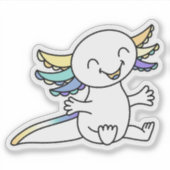 Knuffel me! Schattigee Axolotl in Genderfaun Pride Sticker (Voorkant)