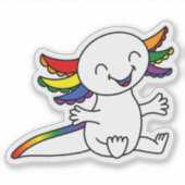 Knuffel me! Schattigee Axolotl in LGBTQ+ Rainbow P Sticker (Voorkant)