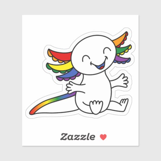 Knuffel me! Schattigee Axolotl in LGBTQ+ Rainbow P Sticker (Vel)