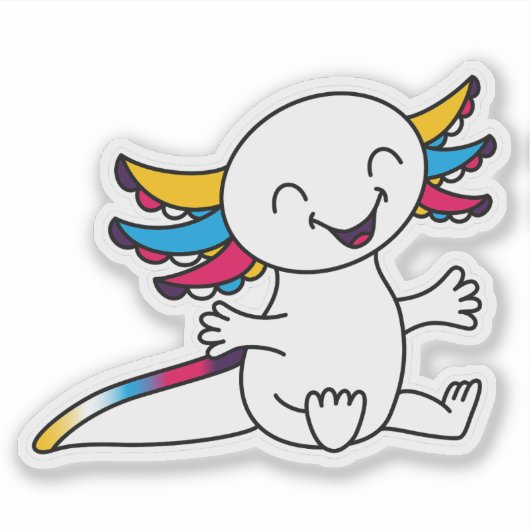 Knuffel me! Schattigee Axolotl in Polyamory Pride  Sticker (Voorkant)