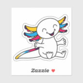 Knuffel me! Schattigee Axolotl in Polyamory Pride  Sticker (Vel)