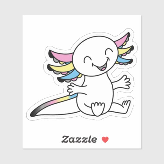 Knuffel me! Schattigee Axolotl in Polygender Pride Sticker (Vel)