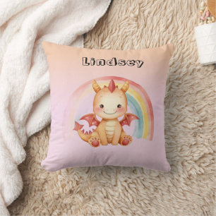 Knuffel met een Mooie Regenboog Babydraak Kussen