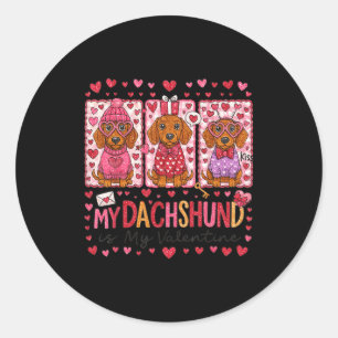 Knuffel mijn dachshund is mijn Valentijnsdag honde Ronde Sticker