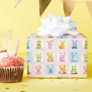 Knuffel Multibeer Collage en Speelgoed Naadloos Pa Cadeaupapier