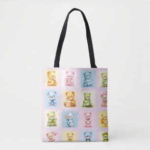 Knuffel Multibeer Collage en Speelgoed Naadloos Pa Tote Bag