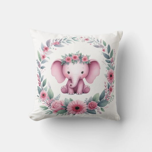 Knuffel Olifant Kussen in Roze (Voorkant)