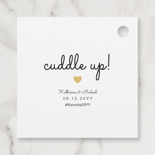 Knuffel Omhoog Winter Bruiloft Deken of Shawl Rust Bedankjes Labels (Achterkant)