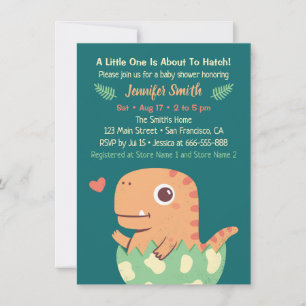Knuffel Oranje Dinosaurus Komt Uit Ei Baby Shower Kaart