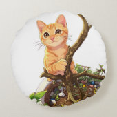 Knuffel Oranje Kat Ronde Kussen (Achterkant)