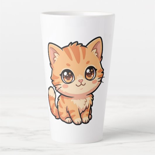 Knuffel Oranje Tabby Poes Latte Mok (Voorkant)