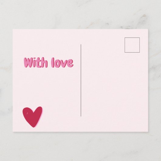 Knuffel over lange afstand! Groot roze hart Briefkaart (Achterkant)