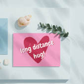 Knuffel over lange afstand! Grote Roze Hart Briefkaart